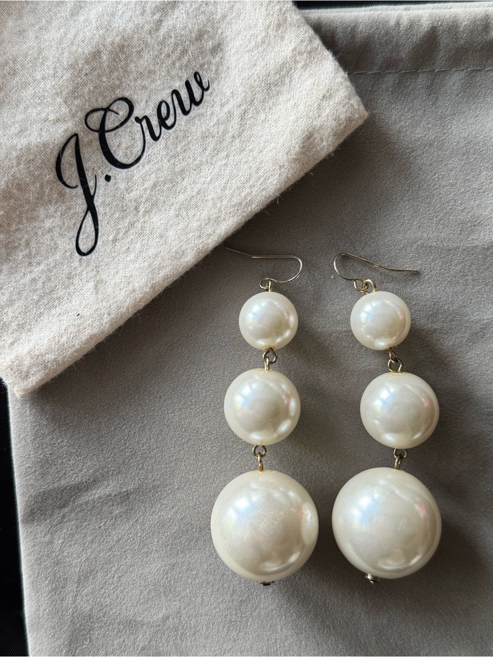 J. Crew Oversize 3 Pearl Drop Earrings